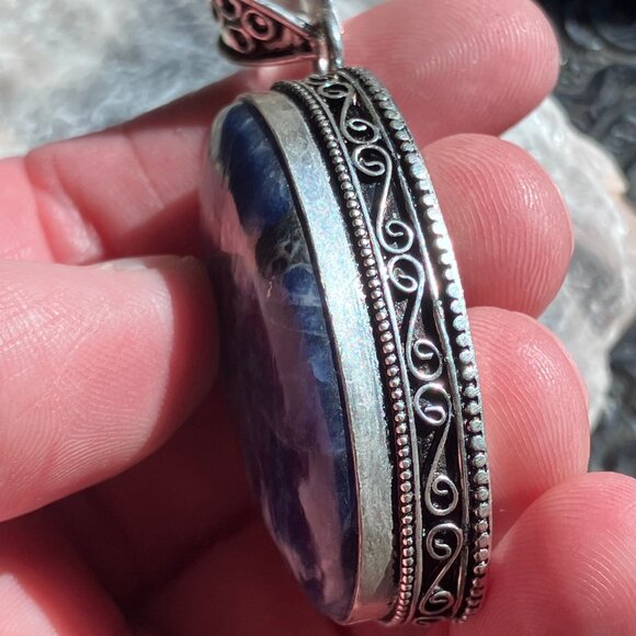 Sodalite With Pyrite Stone Crystal Jewelry Pendant - Picture 7 of 8